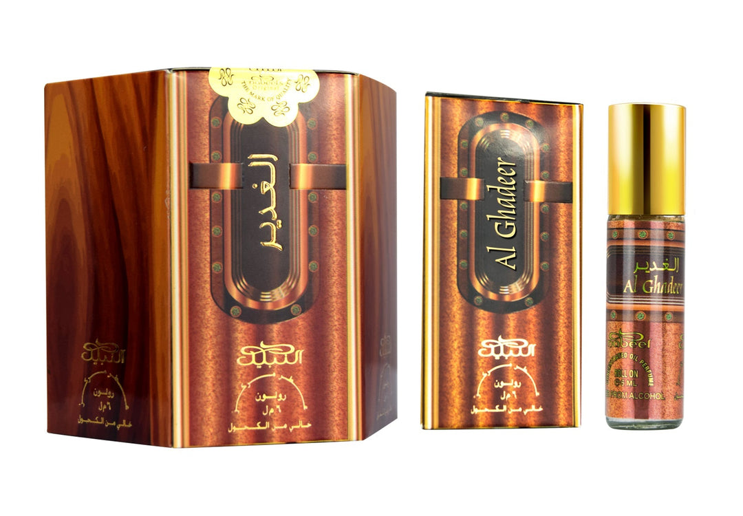Nabeel attar Al Ghadeer Alcohol Free Roll on oil Perfume on a white background