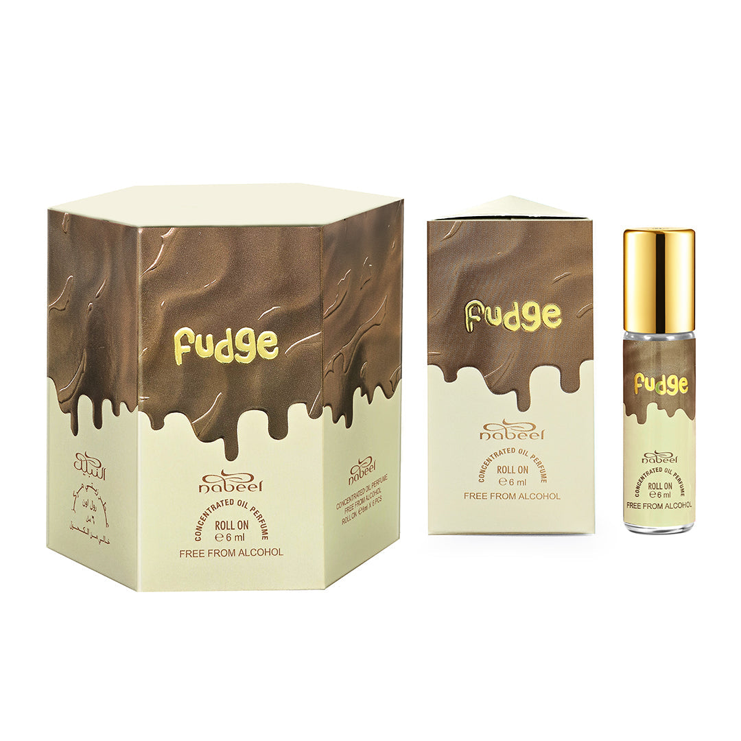 Nabeel attar Fudge scent Alcohol Free Roll on oil Perfume bottle on a white background