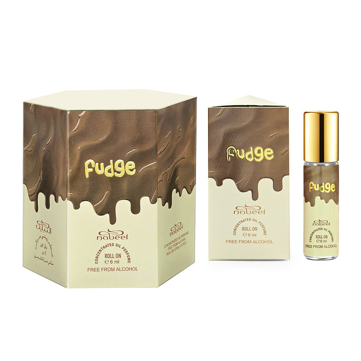 Nabeel attar Fudge scent Alcohol Free Roll on oil Perfume bottle on a white background
