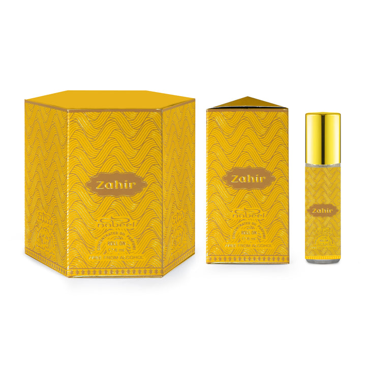 Nabeel attar Zahir Alcohol Free Roll on oil Perfume on a white background