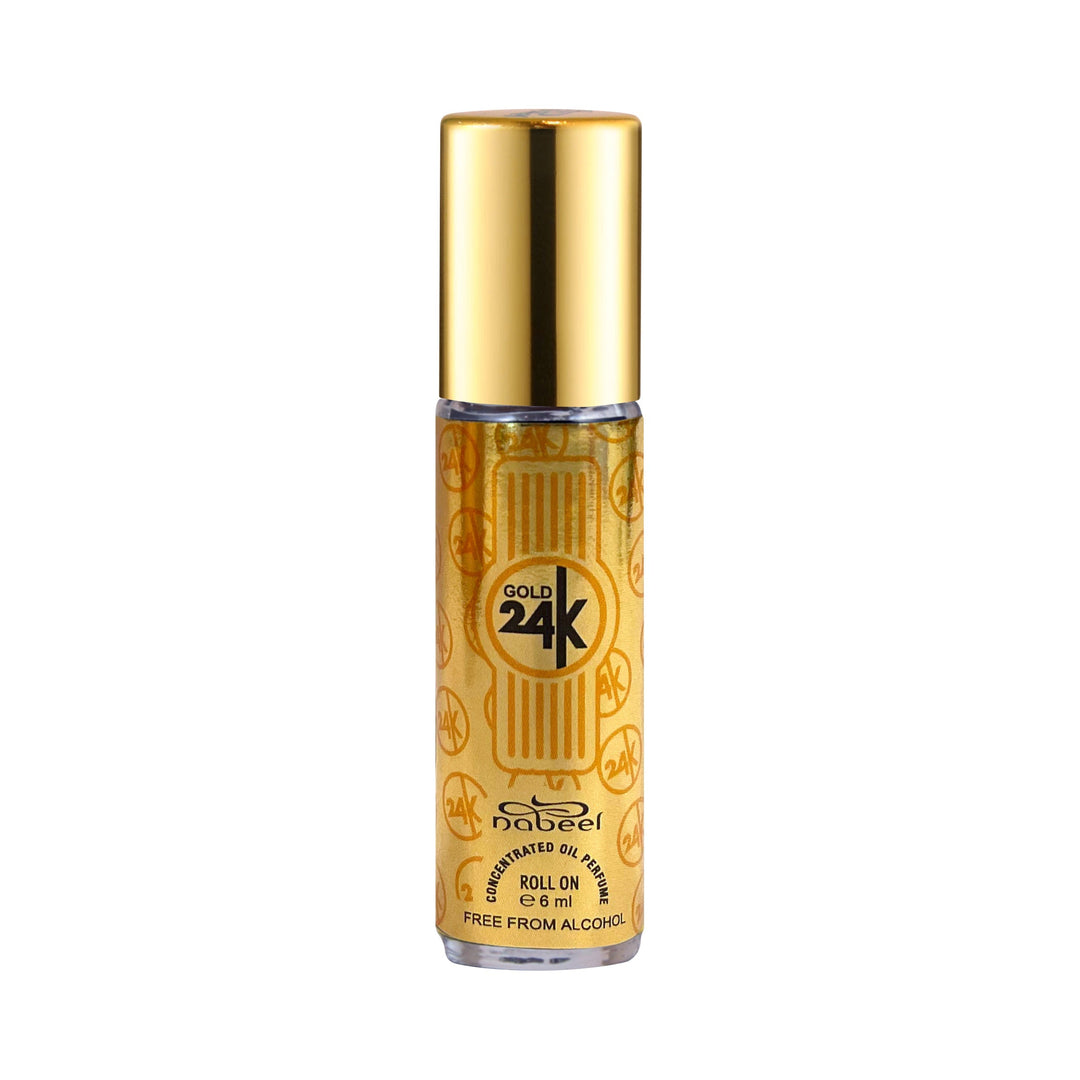Nabeel Gold 24K Alcohol Free Roll on oil Perfume bottle on a white background