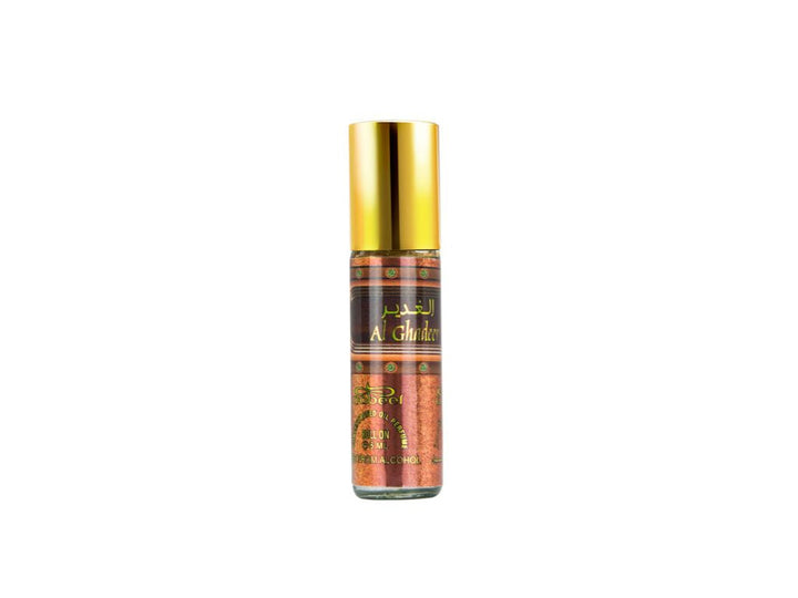 Nabeel itr attar Al Ghadeer Alcohol Free Roll on oil Perfume bottle on a white background
