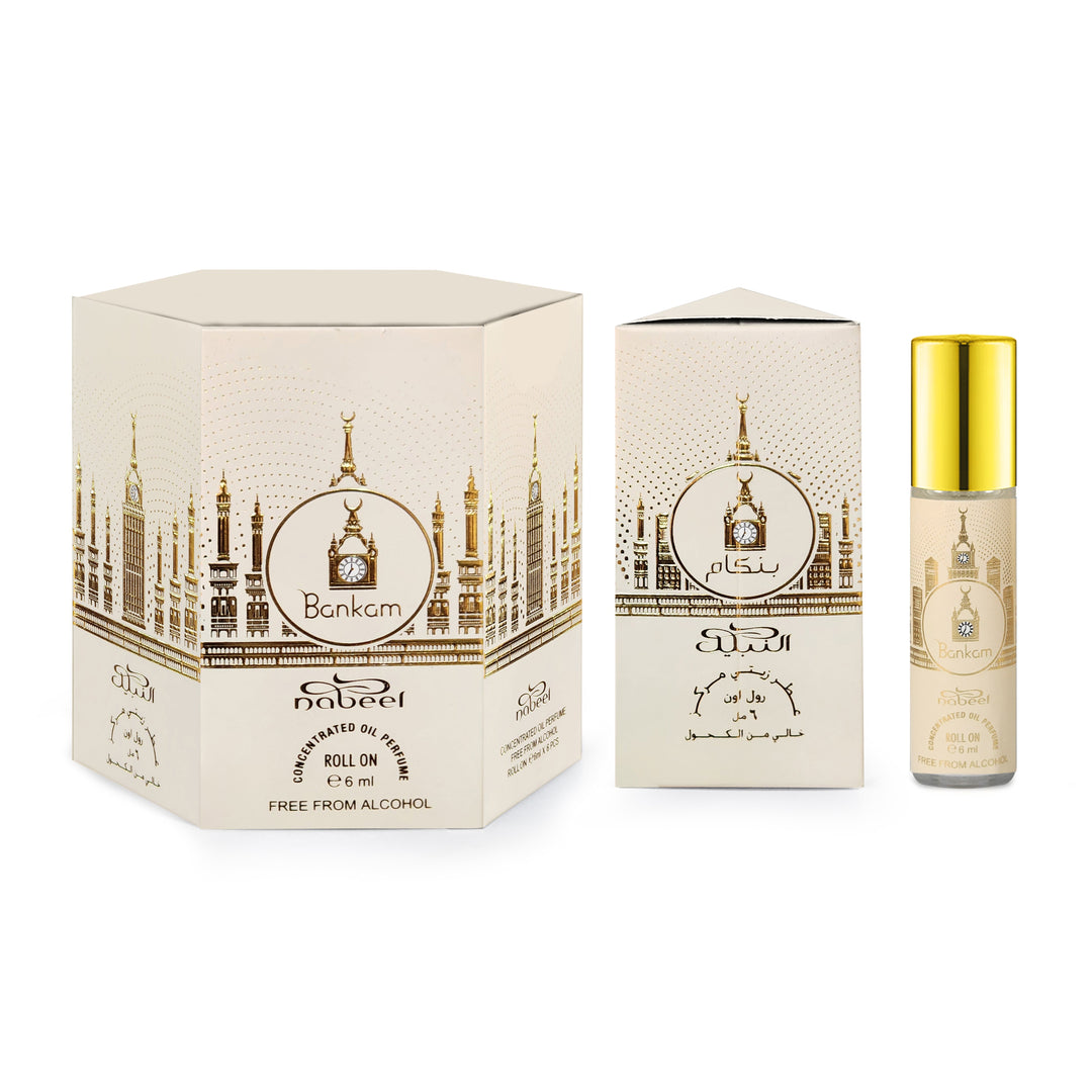 Nabeel itr Attar Bankam Roll On Alcohol Free oil Perfume bottle on a white background