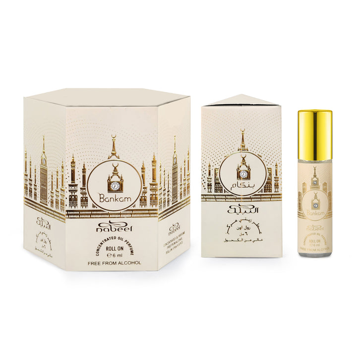 Nabeel itr Attar Bankam Roll On Alcohol Free oil Perfume bottle on a white background