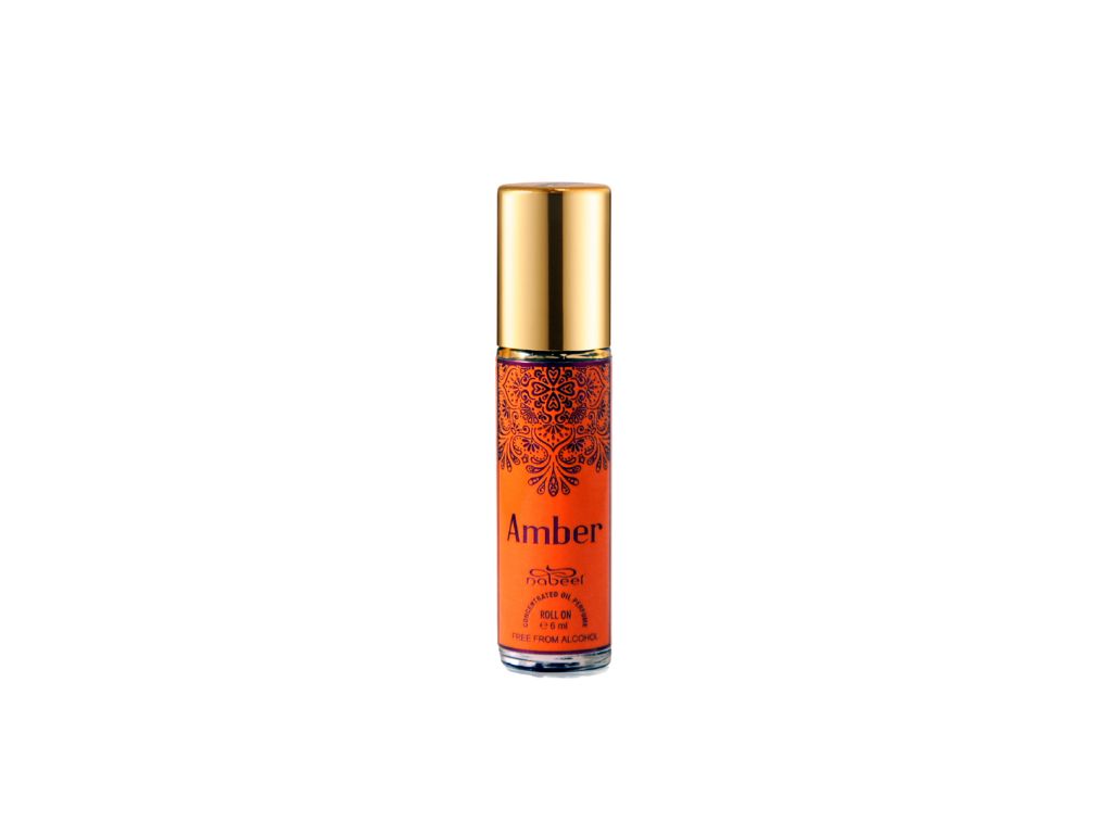 Nabeel attar itr Amber Alcohol Free Roll on oil Perfume bottle on a white background
