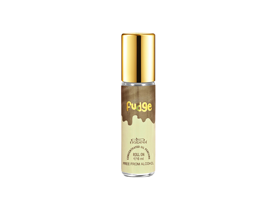Nabeel itr attar Fudge scent  Alcohol Free Roll on oil Perfume bottle on a white background