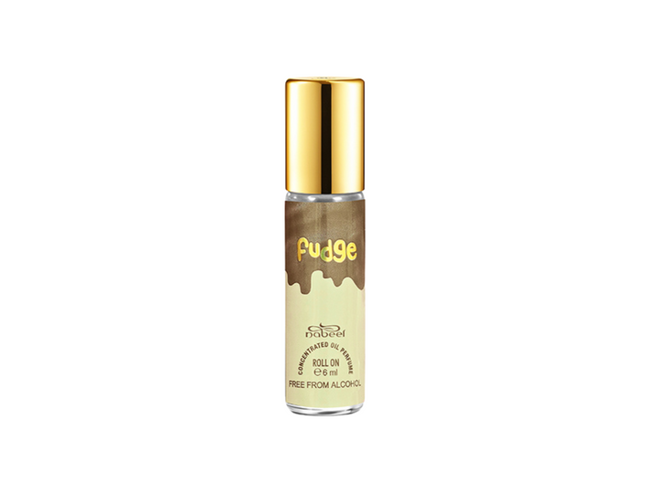 Nabeel itr attar Fudge scent  Alcohol Free Roll on oil Perfume bottle on a white background