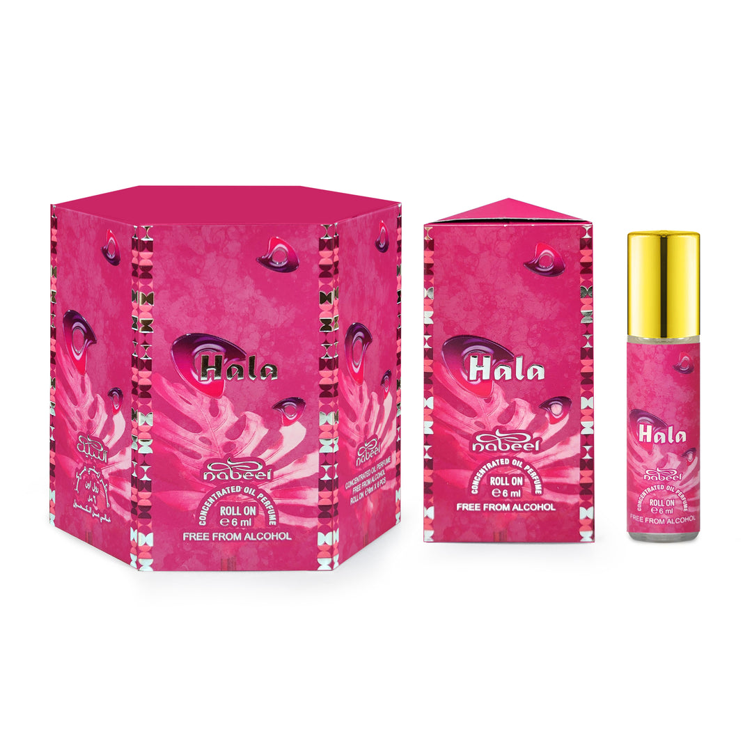 Nabeel itr attar Hala Alcohol Free Roll on oil Perfume bottle on a white background