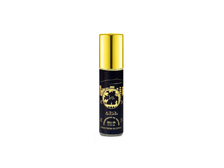 Nabeel itr attar Irth Alcohol Free Roll on oil Perfume bottle on a white background