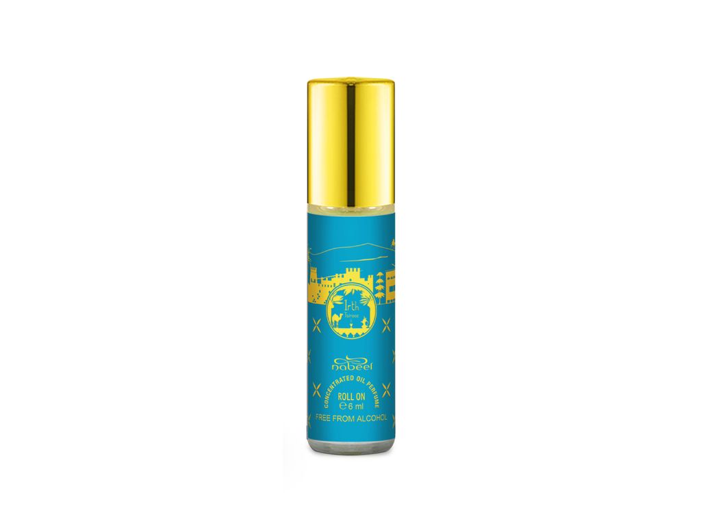 Nabeel itr attar Irth Fairooz Alcohol Free Roll on oil Perfume on a white background