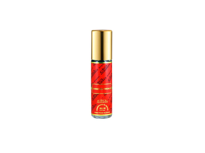 Nabeel itr attar Jannat El Firdaus Alcohol Free Roll on oil Perfume bottle on a white background