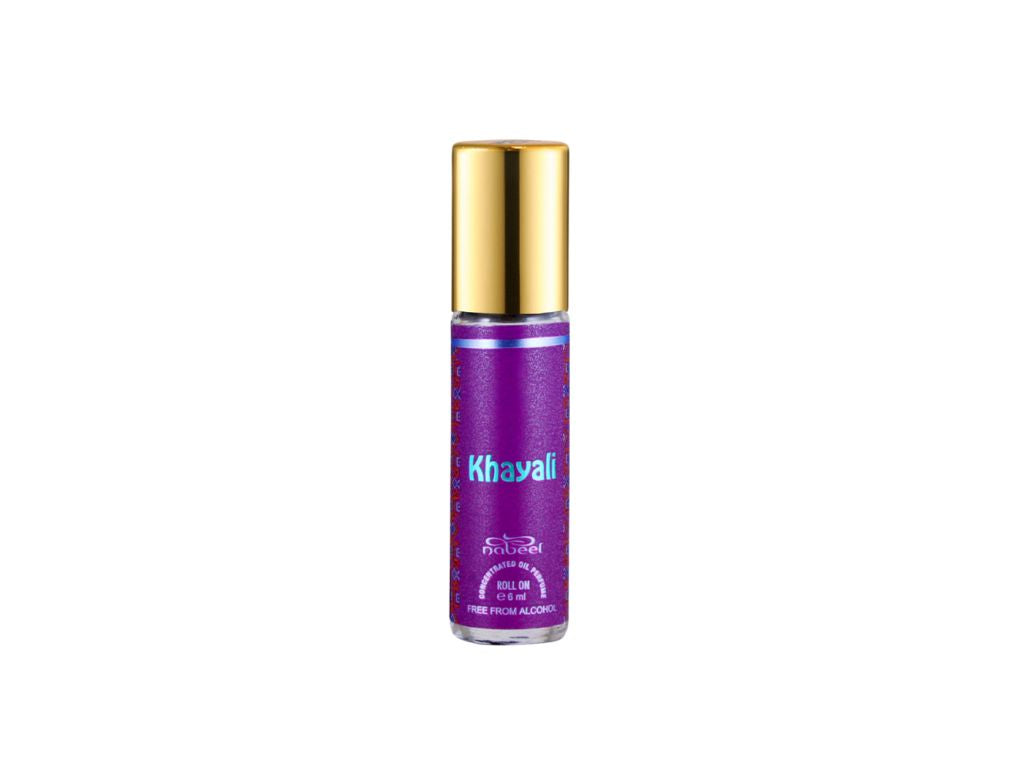 Nabeel itr attar Khayali Alcohol Free Roll on oil Perfume bottle on a white background 