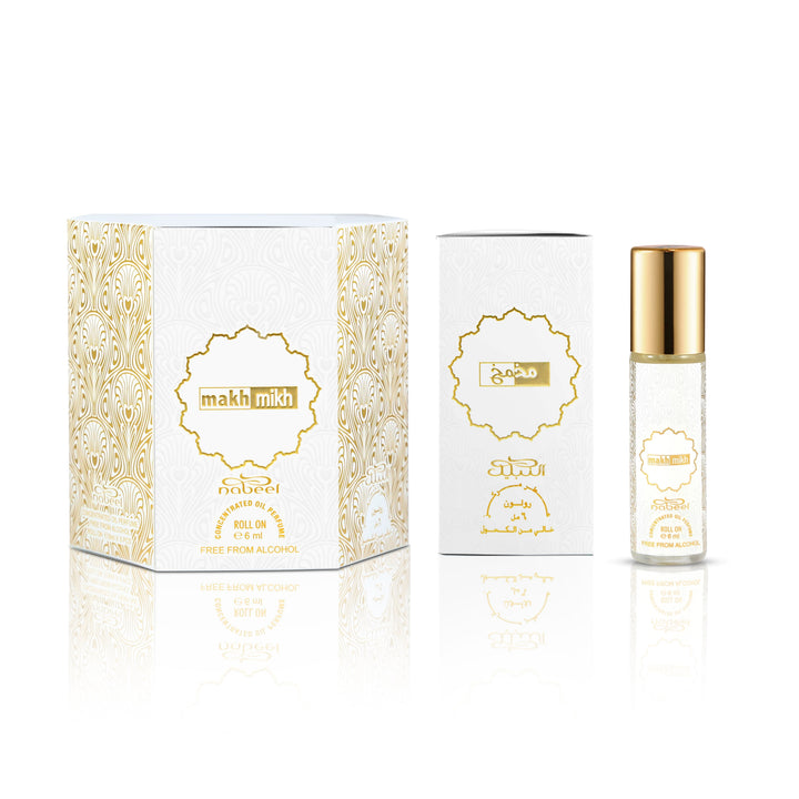 Nabeel attar itr Makh Mikh Alcohol Free Roll on oil Perfume bottle on a white background 