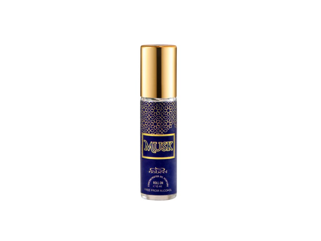 Nabeel itr attar Musk Alcohol Free Roll on oil Perfume bottles on a white background