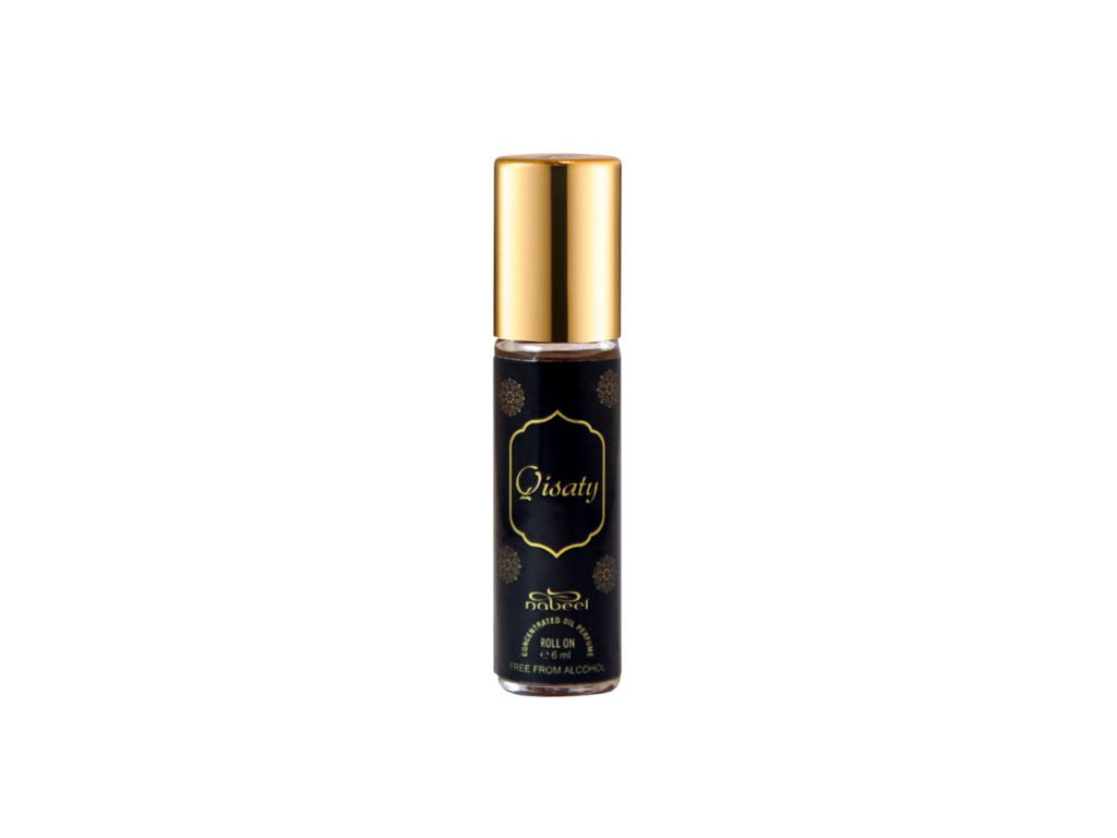 Nabeel attar itr Qisaty Alcohol Free Roll on oil Perfume bottle on a white background 
