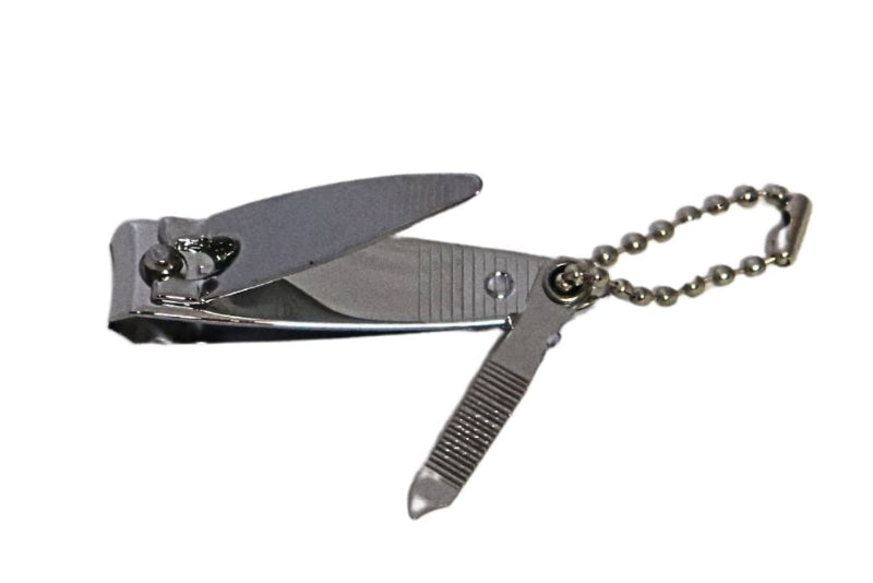 nail clipper with a chain on a white background
