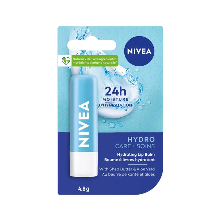 Nivea Lip Balm Hydro Care 4.8g white background
