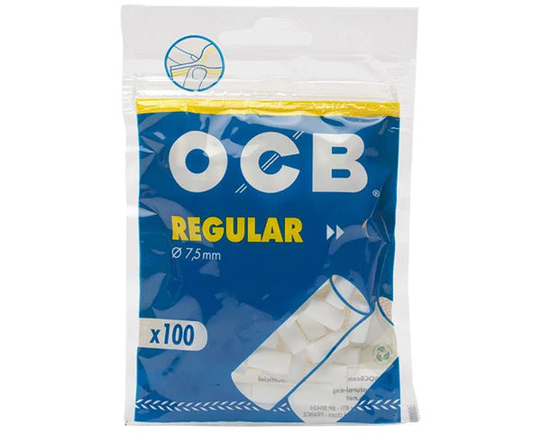 OCB regular filter tips in a bag with white background