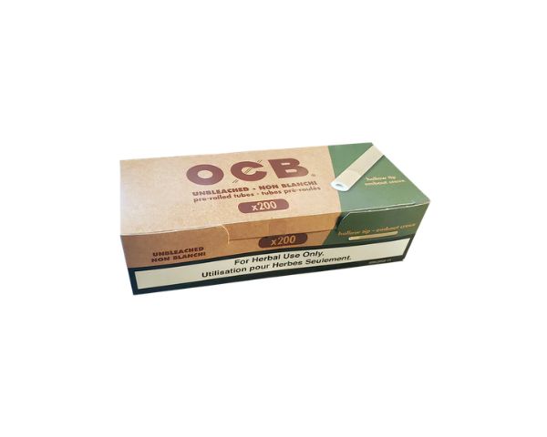 OCB herb tubes in a box with white background