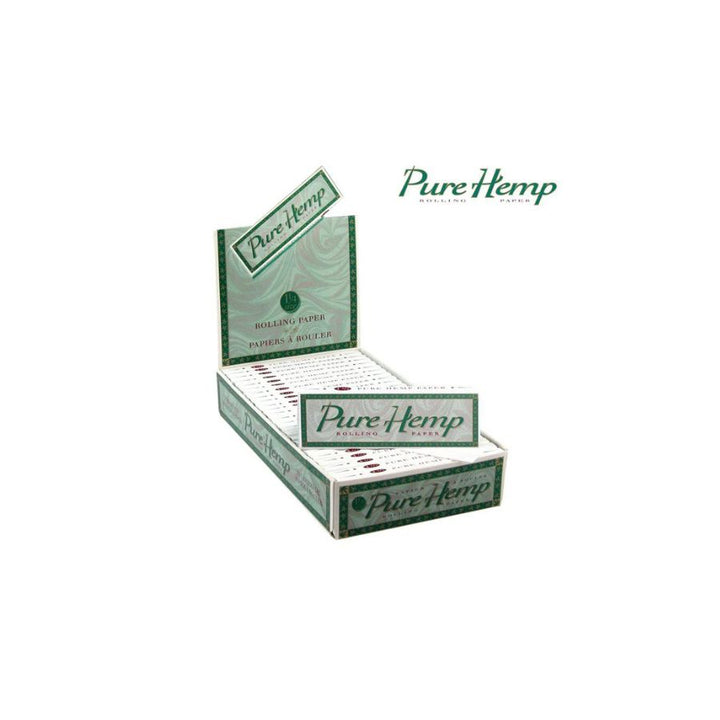 Pure hemp green 1.25 rolling paper on white back ground