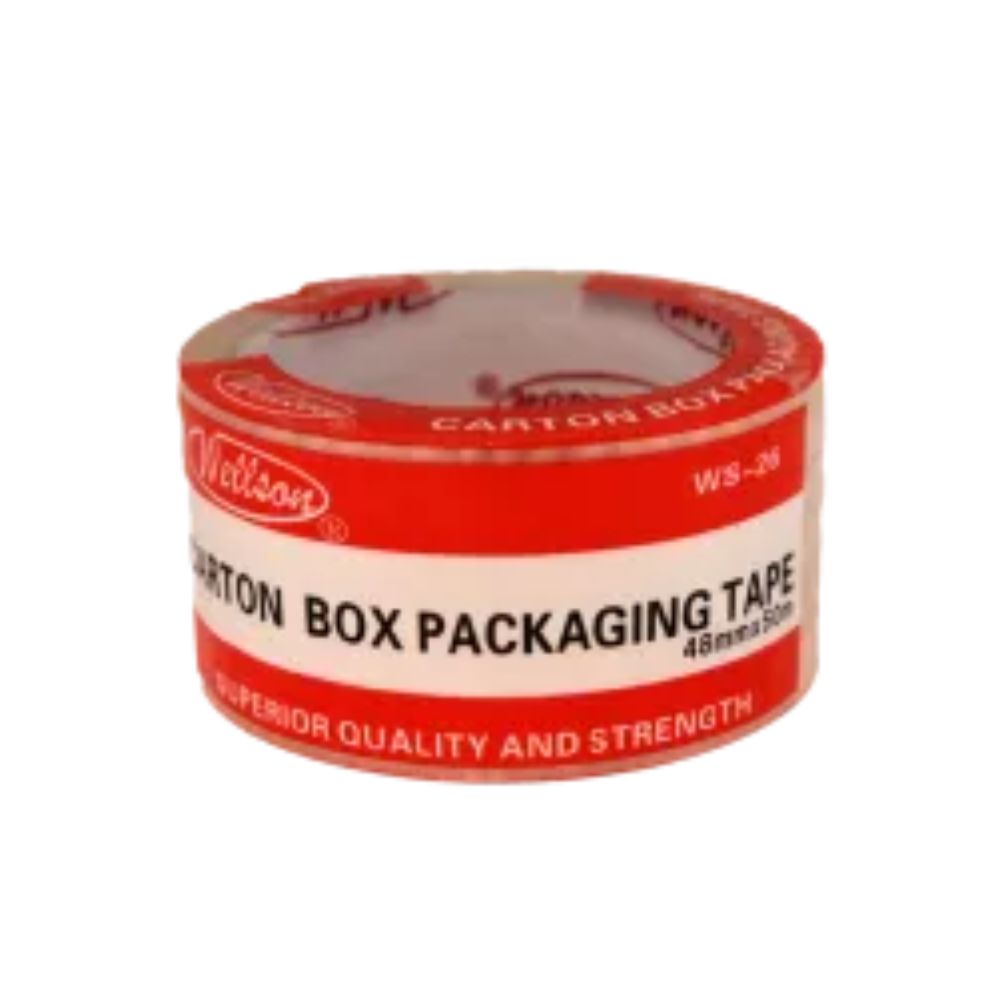 Clear packing tape 50m on a white background
