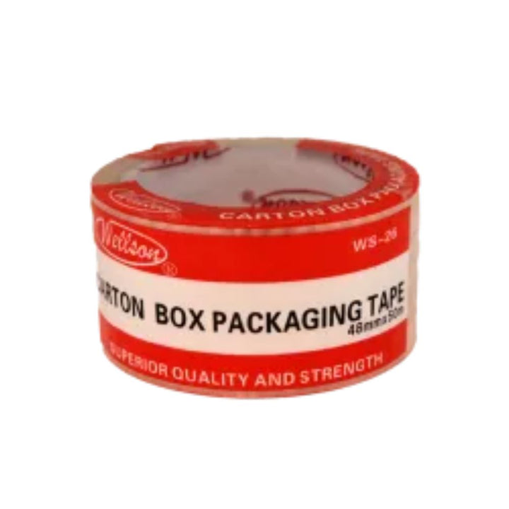 Clear packing tape 50m on a white background
