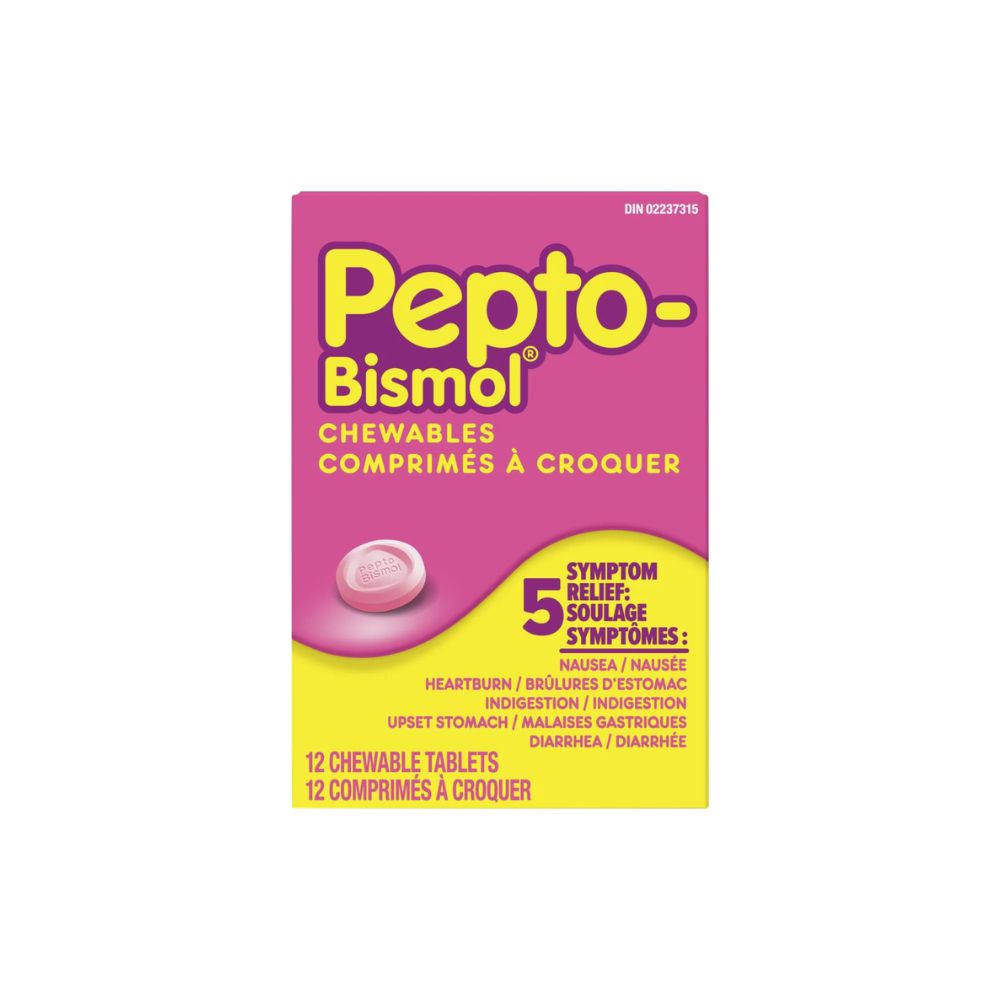 Pepto Bismol Chewable white background