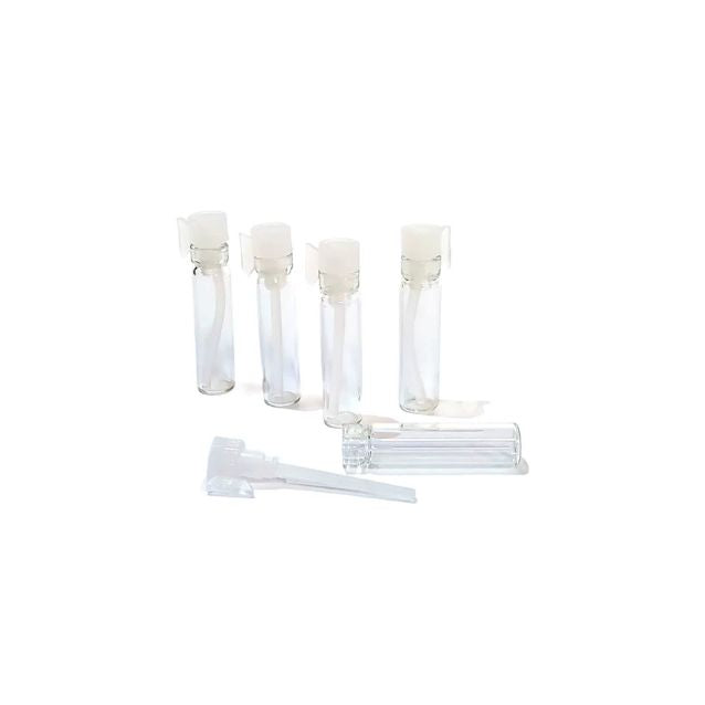 Set of clear plastic test tubes with caps on a white background