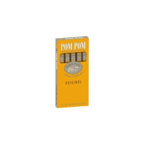 Box of Pom Pom cigars on a white background