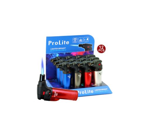 Preolite metalic torch lighters on a white background