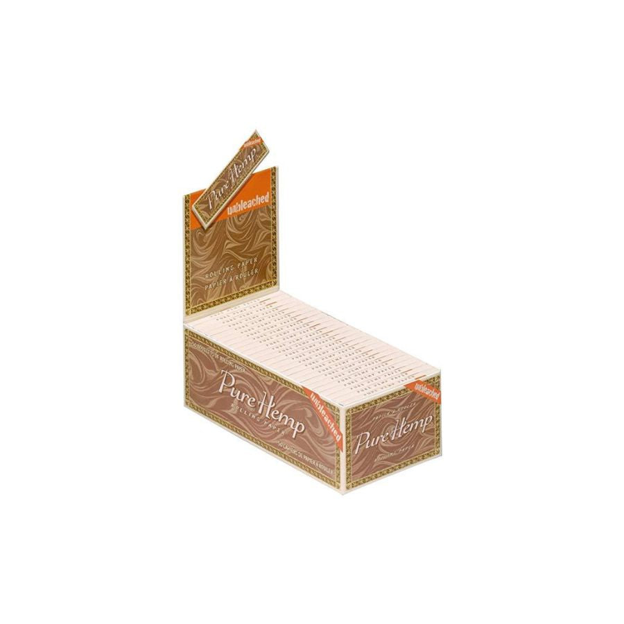 Pure hemp singlewide unbleached rolling paper on a white background