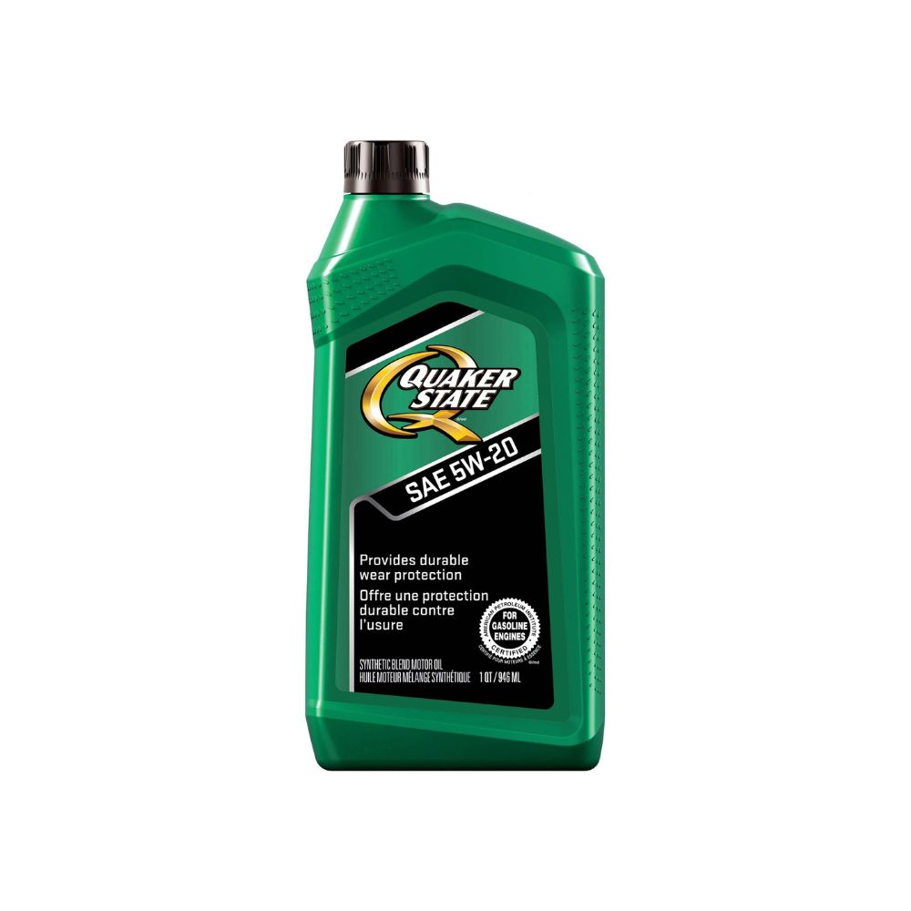 Quaker State motor oil 5W 20 bottle on a white background