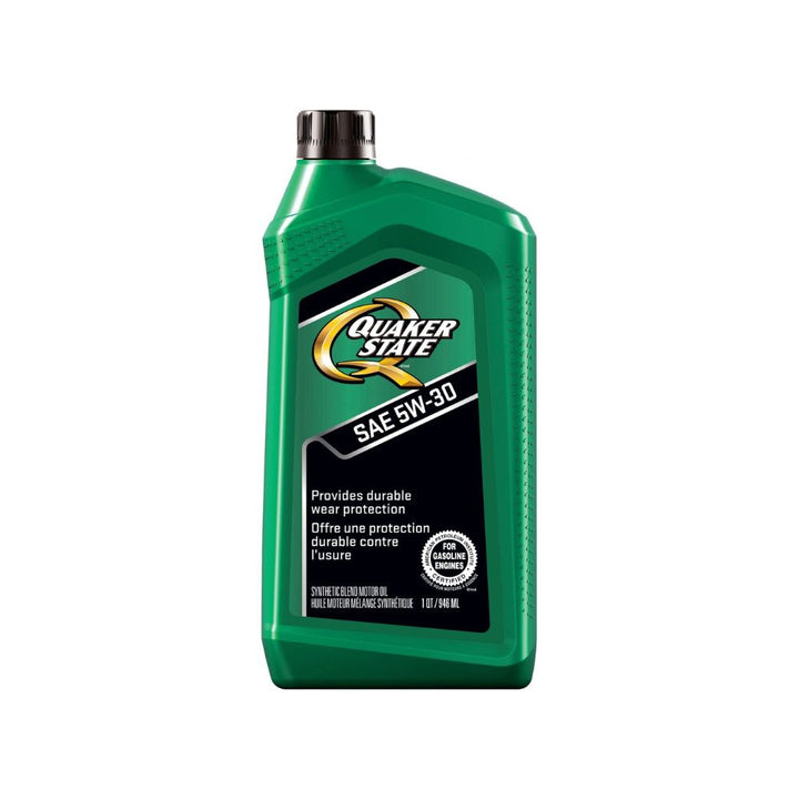 Quaker State motor oil 5W 30 bottle on a white background