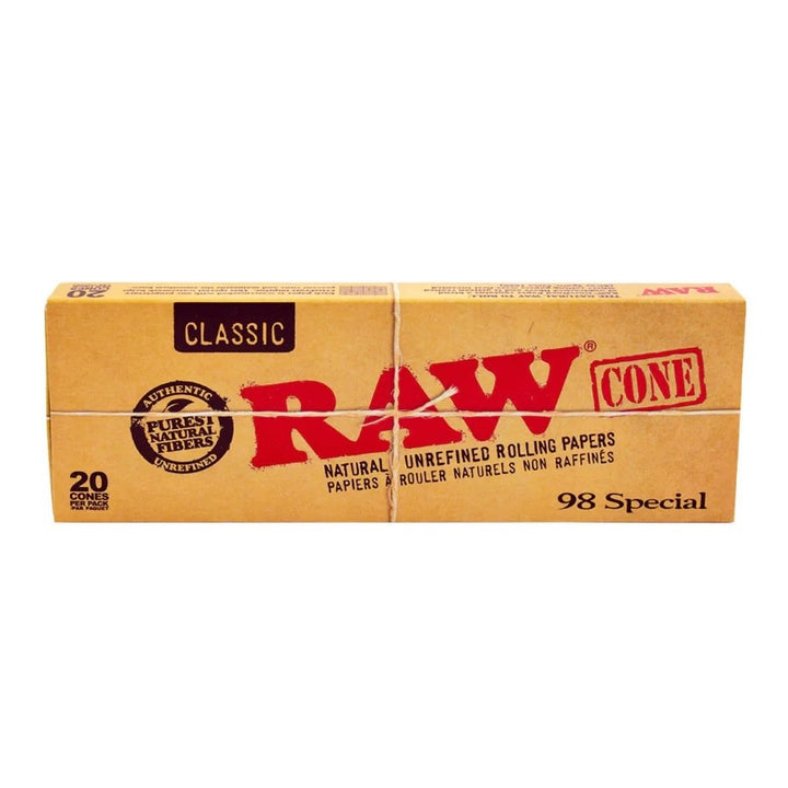 Box of Raw Classic rolling papers on a white background