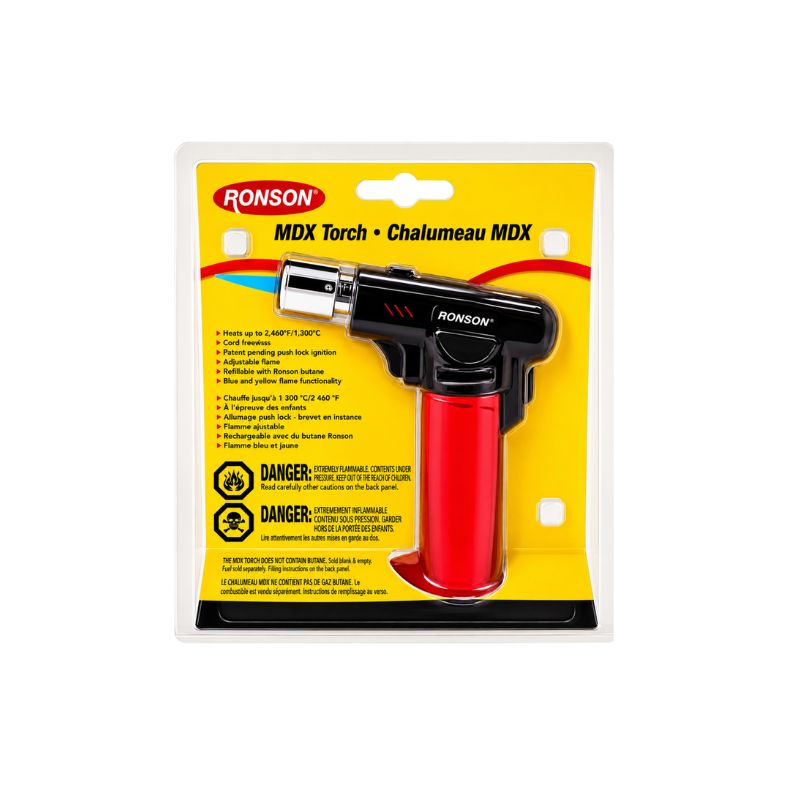 Ronson MDX torch lighter on a white background
