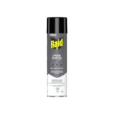 A can of Raid Spider Blaster bug killer pressurized spray on a white background. 