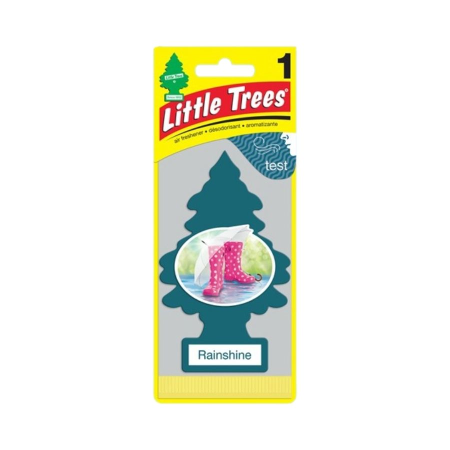 Little Trees Rainshine air freshener packaging on a white background