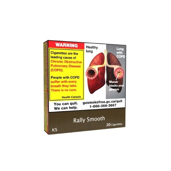 Cigarette pack with health warning label on a white background