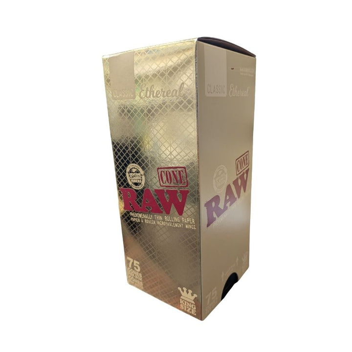 Box of Raw cigarette cones on a white background
