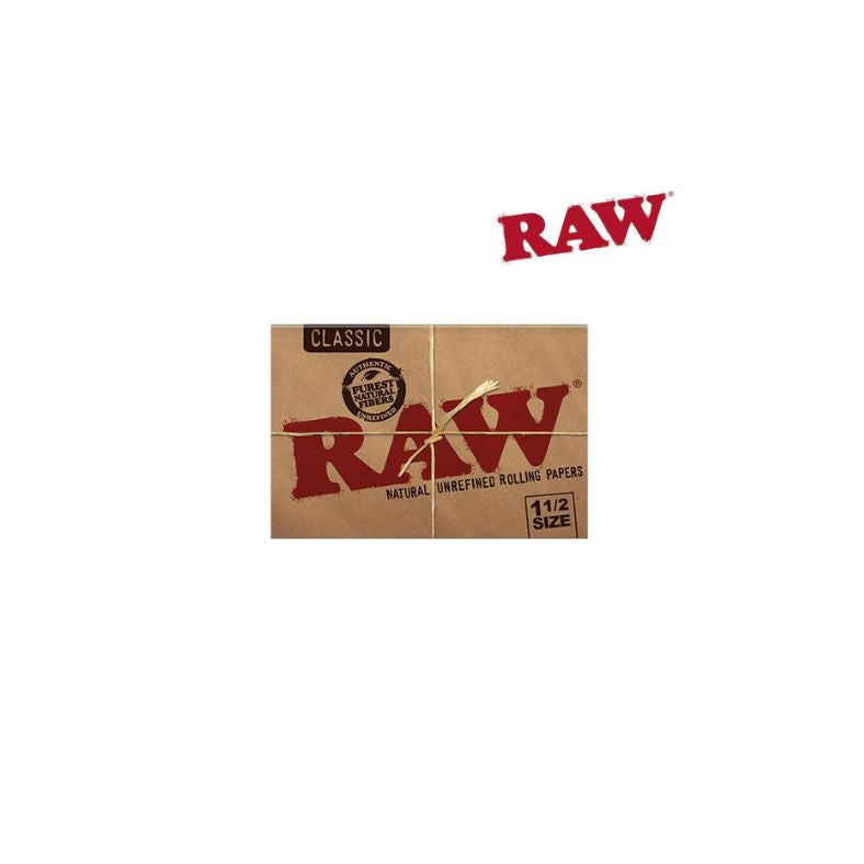 Box of Raw rolling papers with the brand name displayed on a white background
