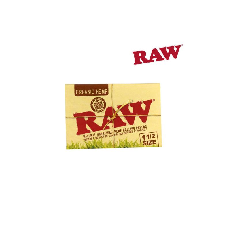 Box of Raw organic hemp rolling papers on a white background