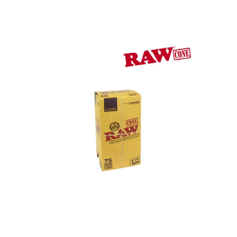 Box of RAW cones with the brand logo on a white background