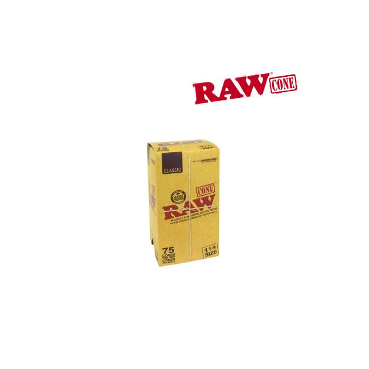 Box of RAW cones with the brand logo on a white background
