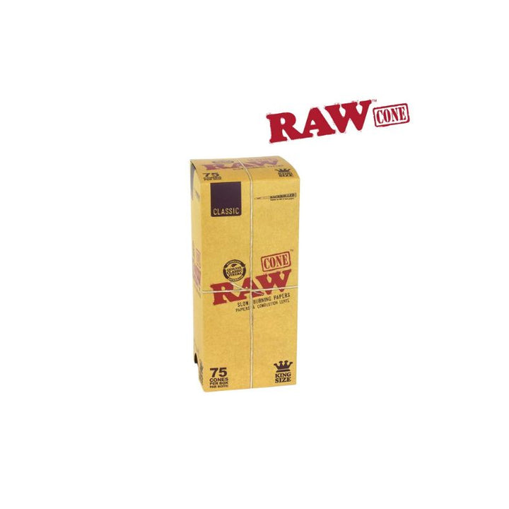 Box of Raw cones with the brand name on a white background