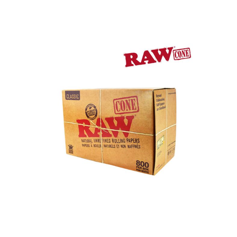 Box of RAW rolling papers with the brand logo on a white background