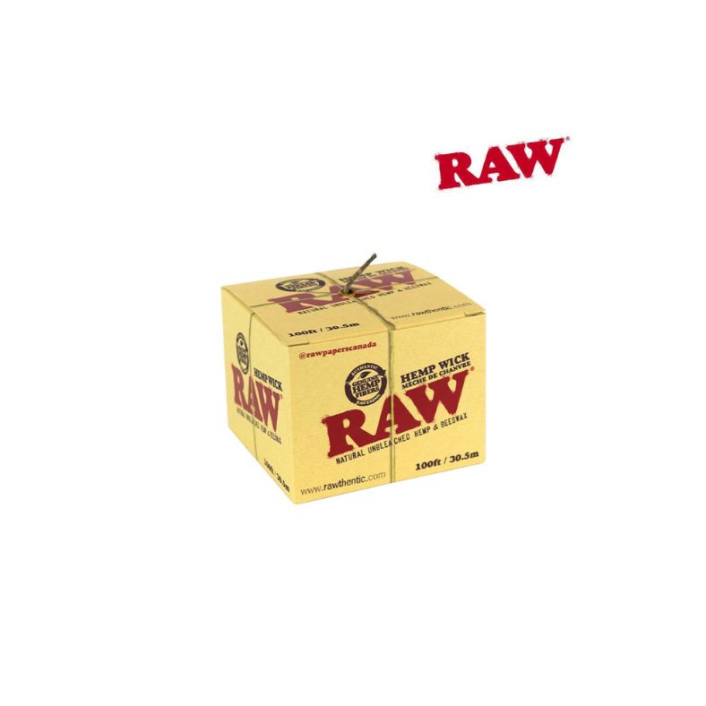 Box of RAW hemp Wick on a white background