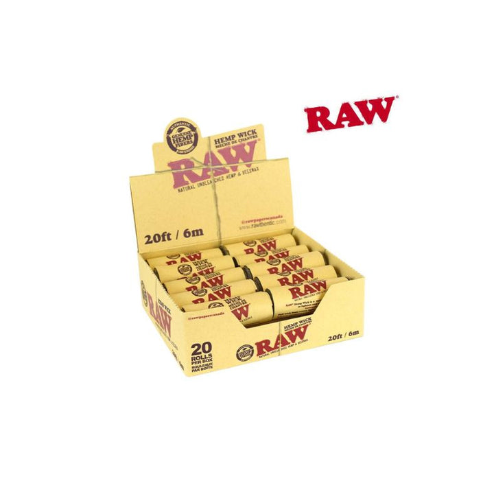Box of RAW rolling paper packs on a white background