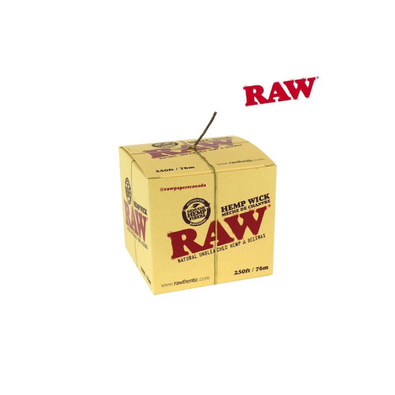 Box of Raw hemp Wick on a white background