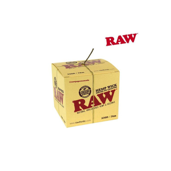 Box of Raw hemp Wick on a white background