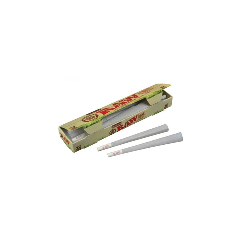RAW rolling paper pack with two white rolling papers on a white background